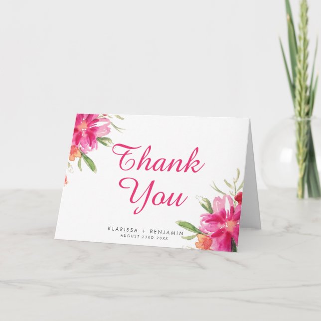 Carte de remerciement Fleur de posy à l'aquarelle  (Devant)