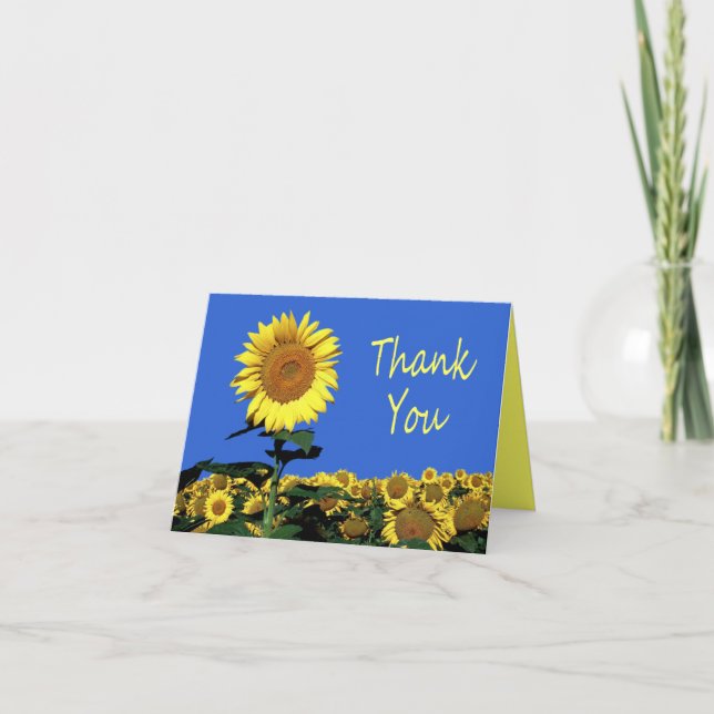 Carte de Remerciement Fleur de Tournesol Jaune (Devant)