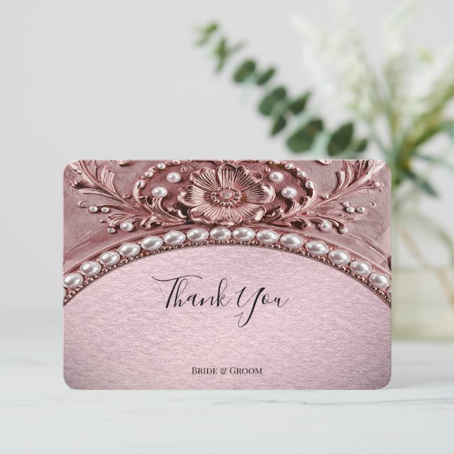 Carte de remerciement Fleur Rose (Debout devant)