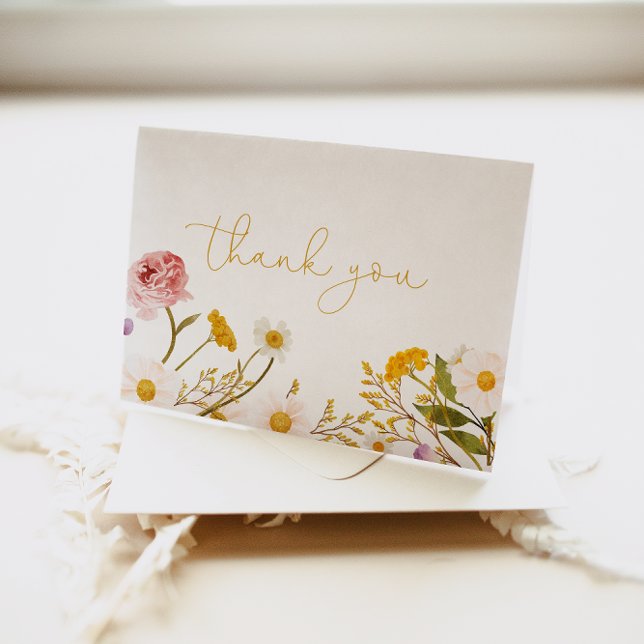 Carte de remerciement Fleur sauvage, Florales bohè (Créateur téléchargé)