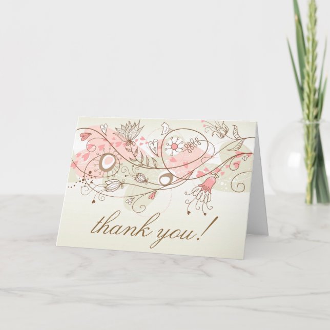Carte de remerciement Fleurs fantaisistes vintage (Devant)
