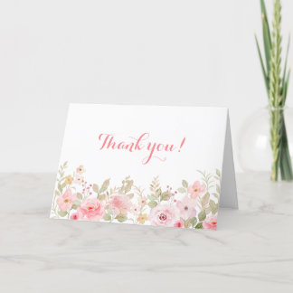 Carte de remerciement Fleurs roses Merci de célébr