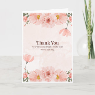 Carte de remerciement Fleurs roses Tendresse