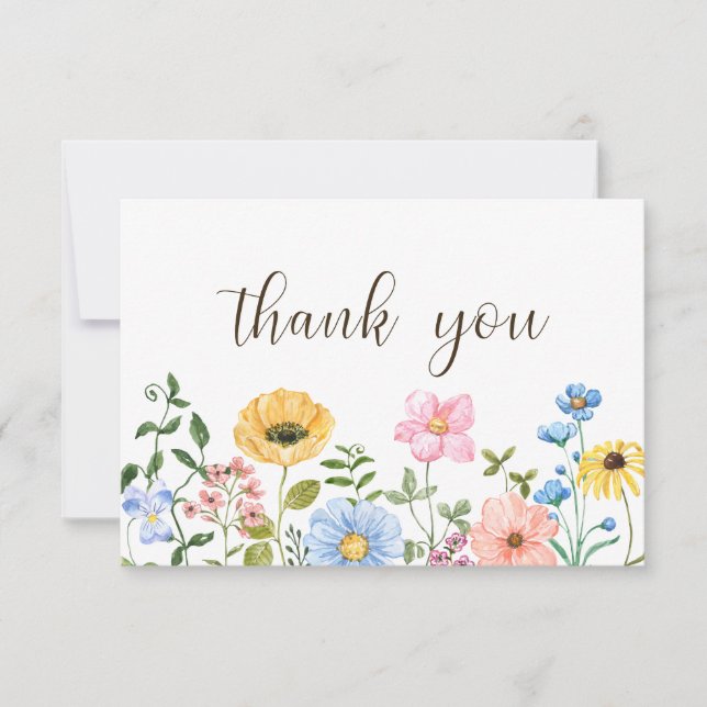 Carte de remerciement Fleurs sauvages Boho Summer (Devant)