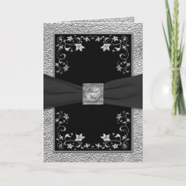 Carte de remerciement floral de style noir et plom
