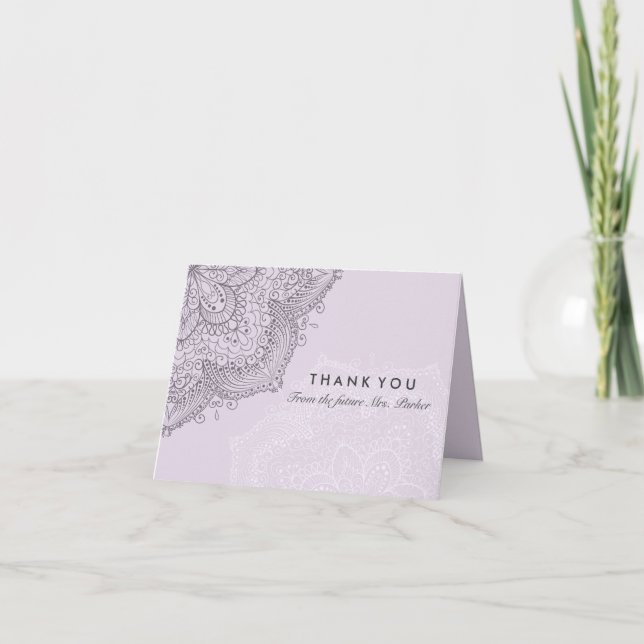 Carte de remerciement Floral Lace | Violet (Devant)