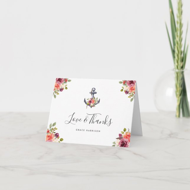 Carte de remerciement florale à l'aquarelle avec a (Devant)