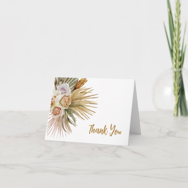 Carte de remerciement florale à l'aquarelle Boho (Devant)