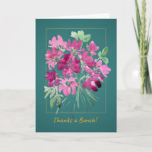 Carte de remerciement florale aquarelle rose vibra