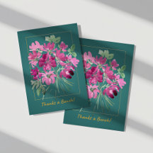 Carte de remerciement florale aquarelle rose vibra