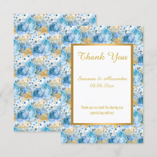 Carte de remerciement florale FEUILLE BLEU BLANC O