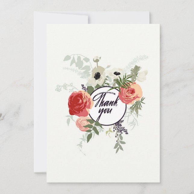 Carte de remerciement florale Merci (Devant)