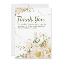 Carte de remerciement florale organique verte