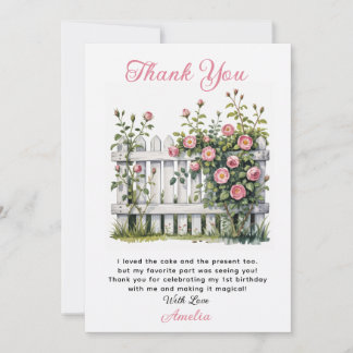 Carte de remerciement florale pour le premier anni