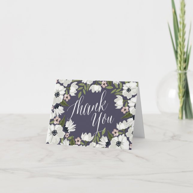 Carte de remerciement florale ravissante - violet (Devant)