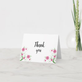 Carte de remerciement florale rose | Aquarelle rom