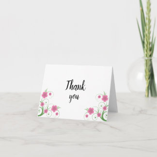 Carte de remerciement florale rose | Aquarelle rom