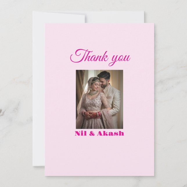 Carte de remerciement florale rose élégante (Dos)