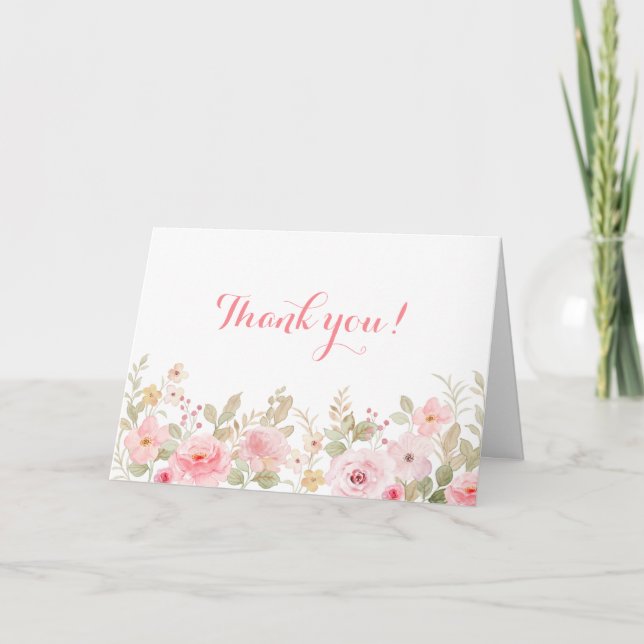 Carte de remerciement florale rose pour avoir célé (Devant)