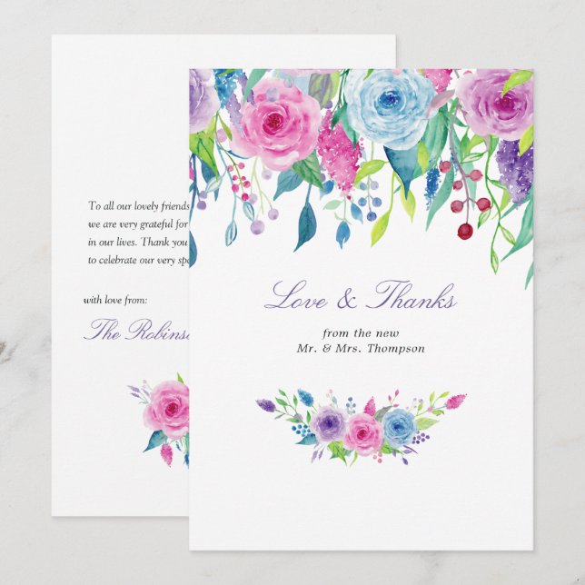 Carte de remerciement florale Ultra Violet (Devant / Derrière)