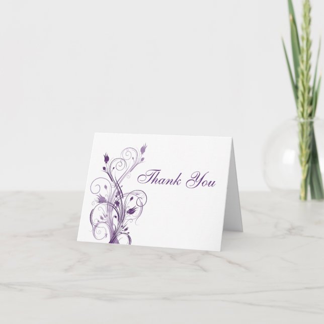 Carte de remerciement Florale violette et blanche (Devant)