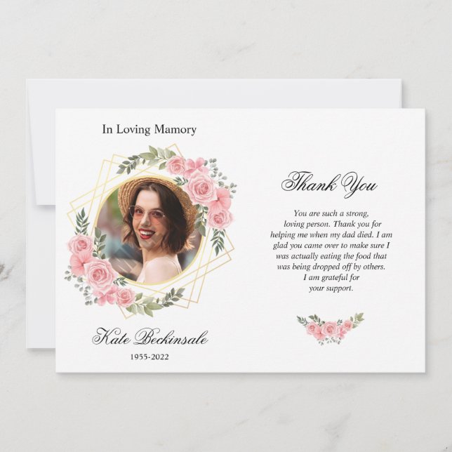 Carte de remerciement funéraire florale (Devant)