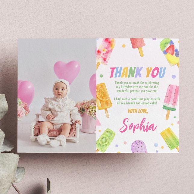 Carte de remerciement glace Popsicle Fête d'été (Créateur téléchargé)