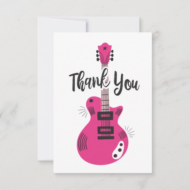 Carte de remerciement guitare Rock N Roll à plat (Devant)