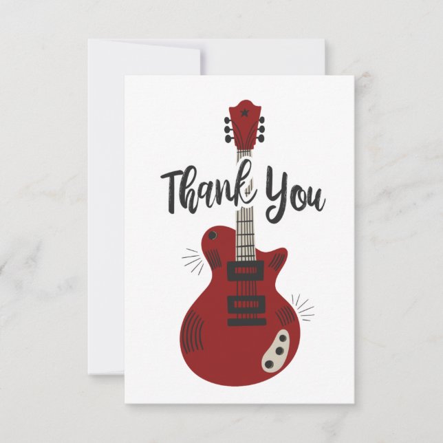 Carte de remerciement guitare Rock N Roll à plat (Devant)