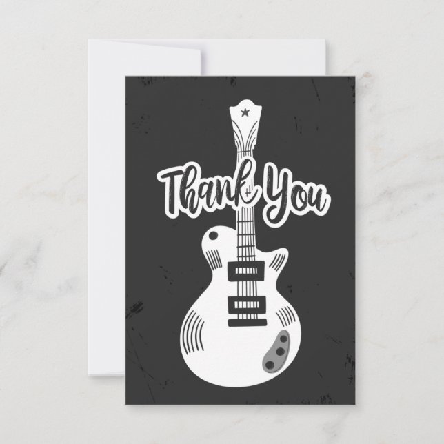 Carte de remerciement guitare Rock N Roll à plat (Devant)