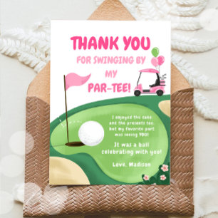 Carte de remerciement Hole In One Golf Girl Pink P
