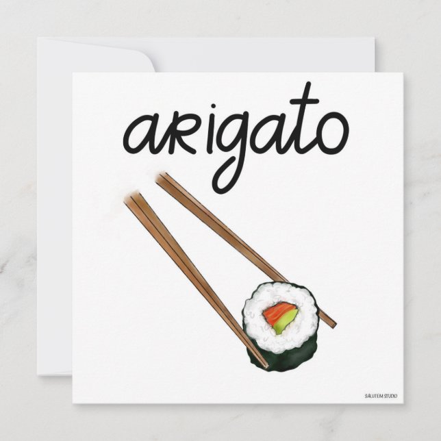 Carte de remerciement japonaise Sushi Arigato (Devant)
