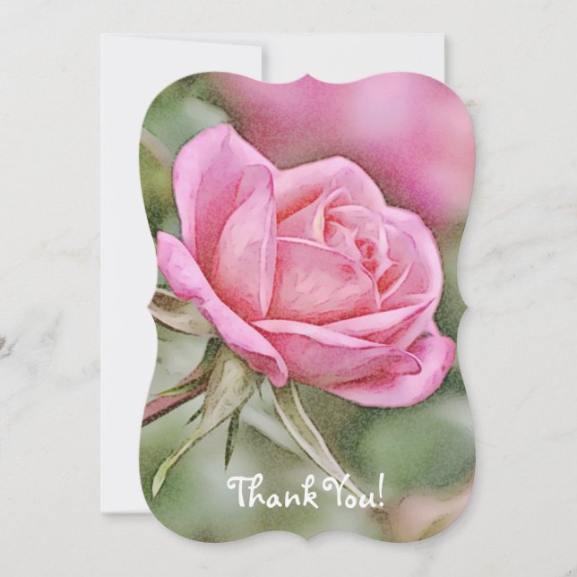Carte de Remerciement Jolie Rose Rose Clair (Devant)
