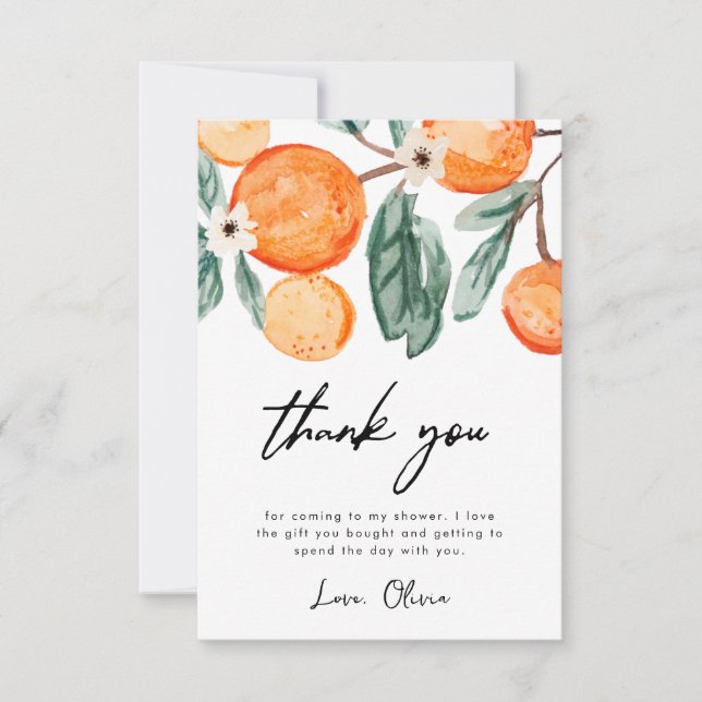 Carte de remerciement Little Cutie Orange Baby Sho (Devant)