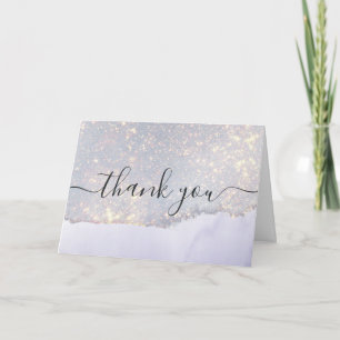 Carte de remerciement Luxe Paillettes Violettes Ho