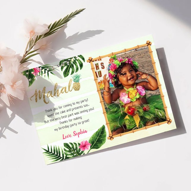 Carte de remerciement Mahalo Tropical Vert (Créateur téléchargé)