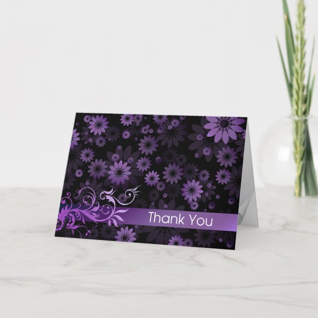 Carte de remerciement Marguerites Violettes (Devant)