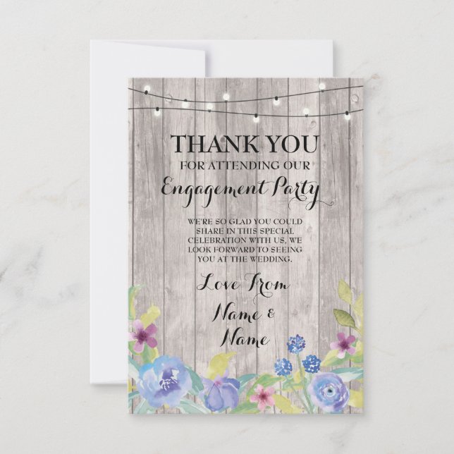 Carte de Remerciement Mariage Bois Floral (Devant)