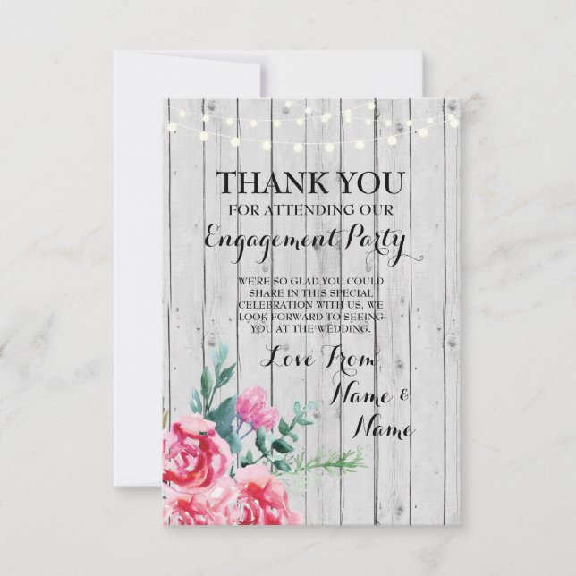 Carte de Remerciement Mariage Bois Floral Rouge (Devant)