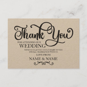 Carte de remerciement Mariage Engagement rustique