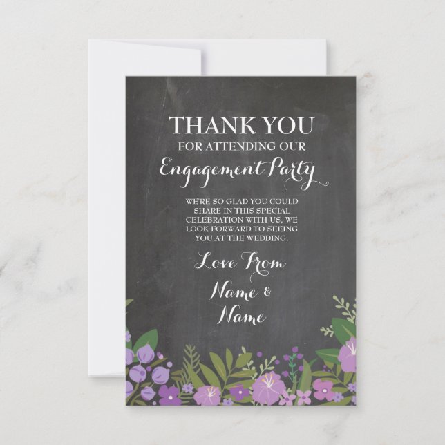 Carte de Remerciement Mariage Fleurs de Craie (Devant)