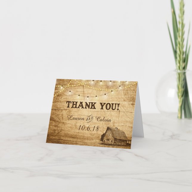 Carte de remerciement mariage grange (Devant)