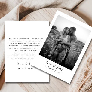 Carte de remerciement mariage minimaliste avec pho