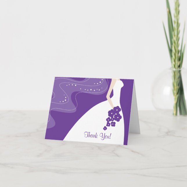 Carte de remerciement Mariée Violette Élégante (Devant)