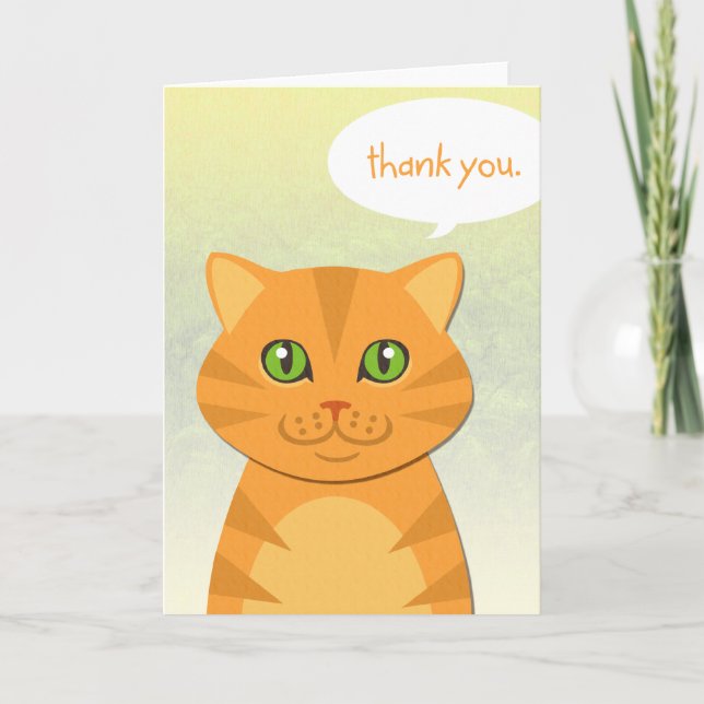 Carte de remerciement mignonne chat orange tabby (Devant)