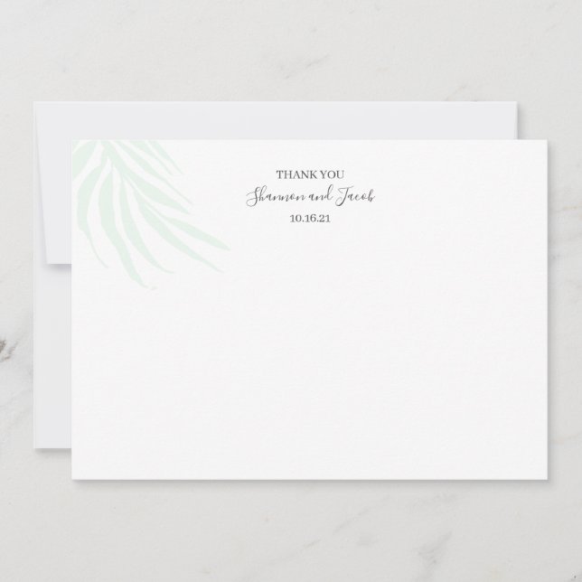 Carte de remerciement minimale aux feuilles de pal (Devant)