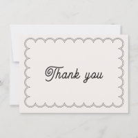 Carte de remerciement minimaliste à bordure feston
