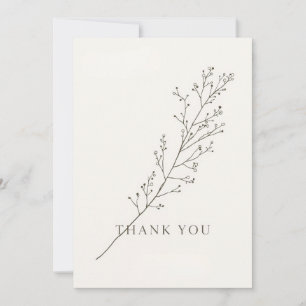 Carte de remerciement minimaliste avec motif flora