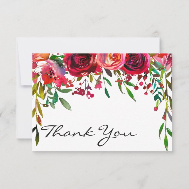 Carte de remerciement moderne avec une rose rouge  (Devant)