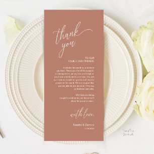 Carte de remerciement moderne pour dîner de récept